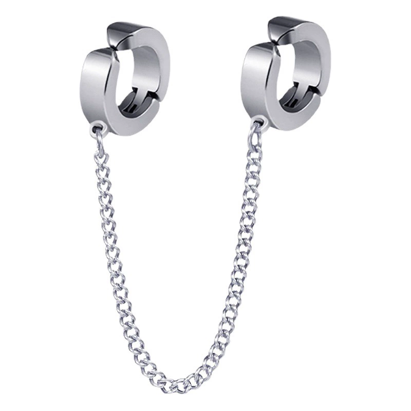 Неаллергические серьги, мужские зажимы для ушей из титановой стали, серьги без пирсинга, черные серьги в стиле панк в Корейском стиле