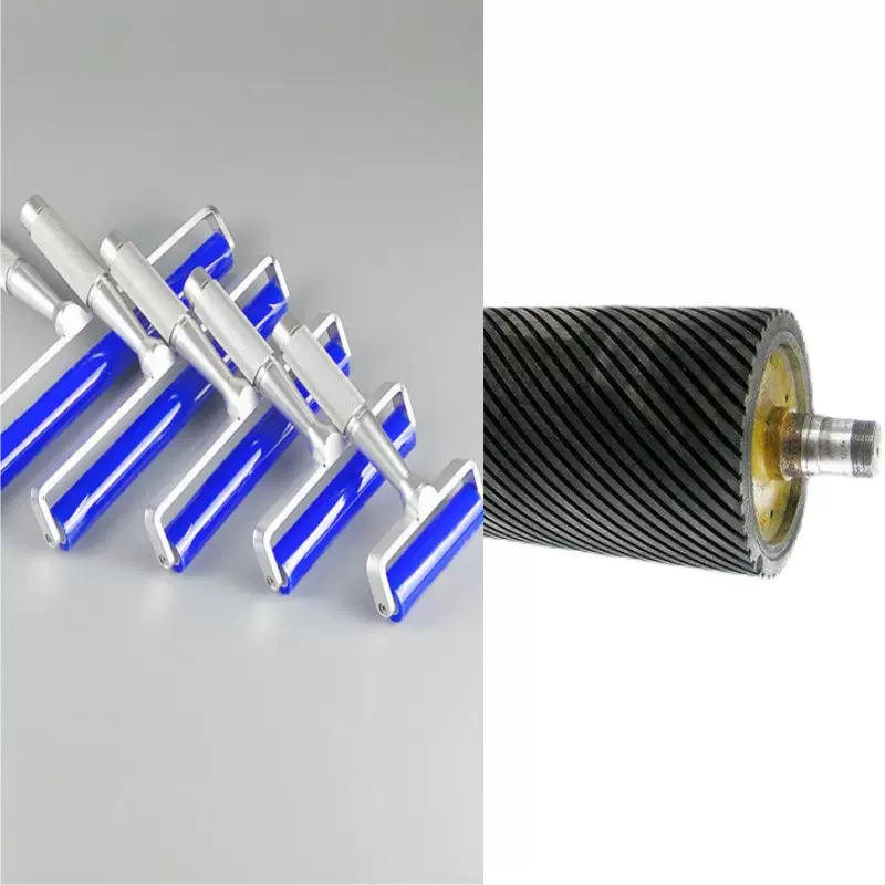 印刷硅胶辊橡胶压辊设备工业粘尘滚轮黑色手柄手压式胶辊包胶