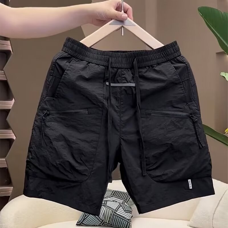 Cross-Border 2025 Summer New Men's Shorts Cross-Border American Workwear Multi-Pocket Zipper Five-Point Pants Thin Quick-Drying