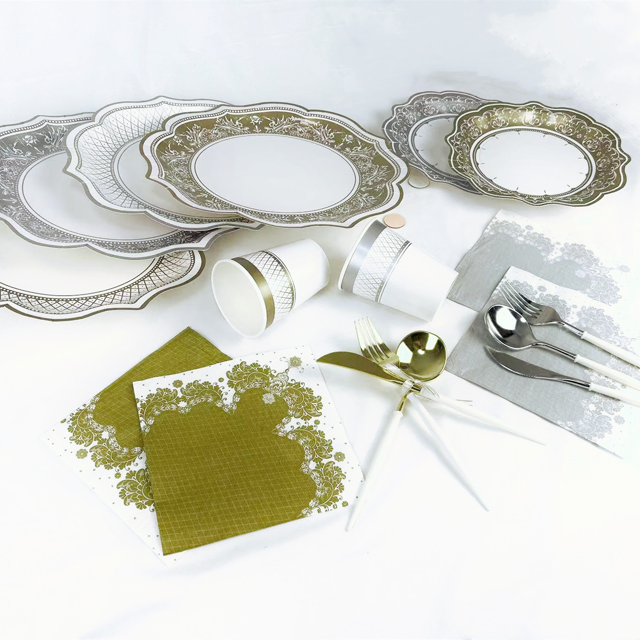 新款花瓣花邊異形紙盤一次性紙盤餐具婚禮生日聚會派對用品