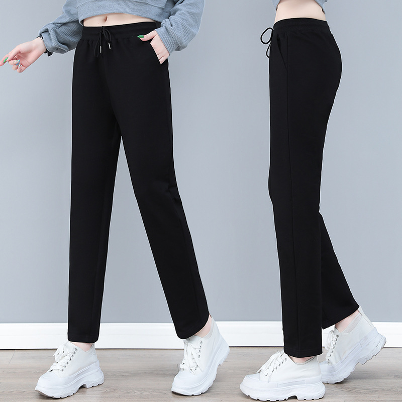 High-Waisted Drawstring Elastic Casual Sweatpants for Women, Spring and Autumn, Middle-Aged Moms, Loose Fit, Slimming, Skinny Joggers