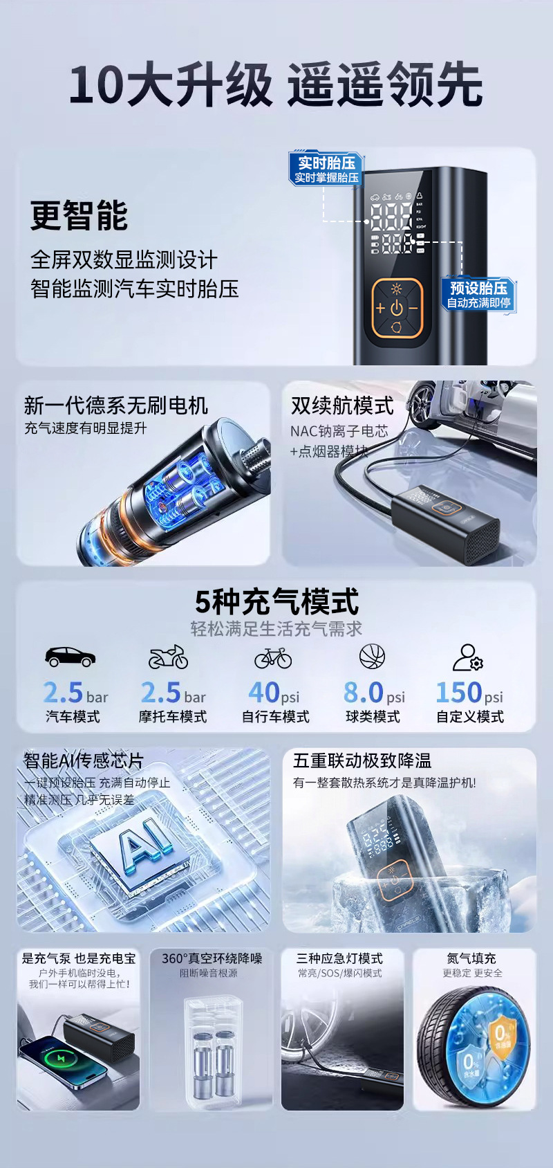 Kafeila Cross-Border 116 Car-Mounted Multi-Function Digital Display Air Pump, High-Power Household Portable Smart Air Pump