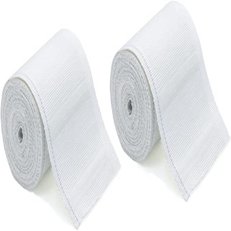 Set of 2, 5-meter curtain fabric with thick hooks and curtain header band, polyester cotton fabric woven band