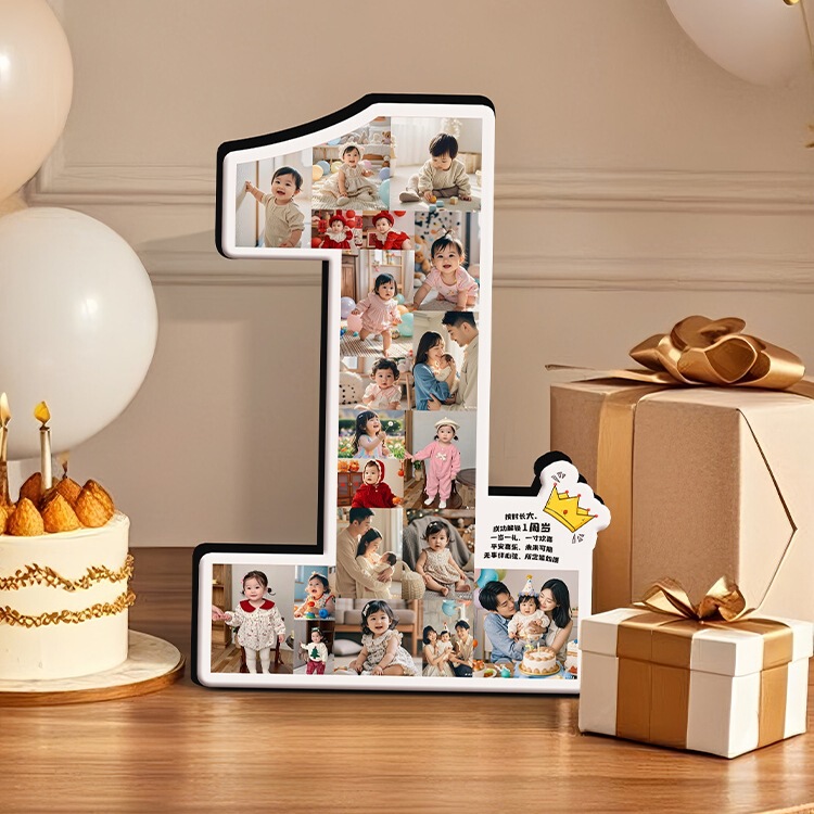 One-Year-Old Photo Commemorative Photo Frame Customized Printing 10-Year-Old Growth Gift Record Kidsren's Baby Birthday Digital Display