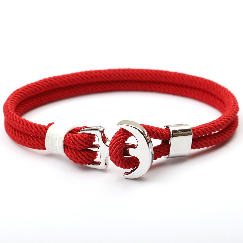 New Milan Line Couple's Life Year Hand Rope Red Ship Anchor Bracelet Pirate Ship Anchor Jewelry Black New Milan Line Couple's Life Year Hand Rope Red Ship Anchor Bracelet Pirate Ship Anchor Jewelry Black