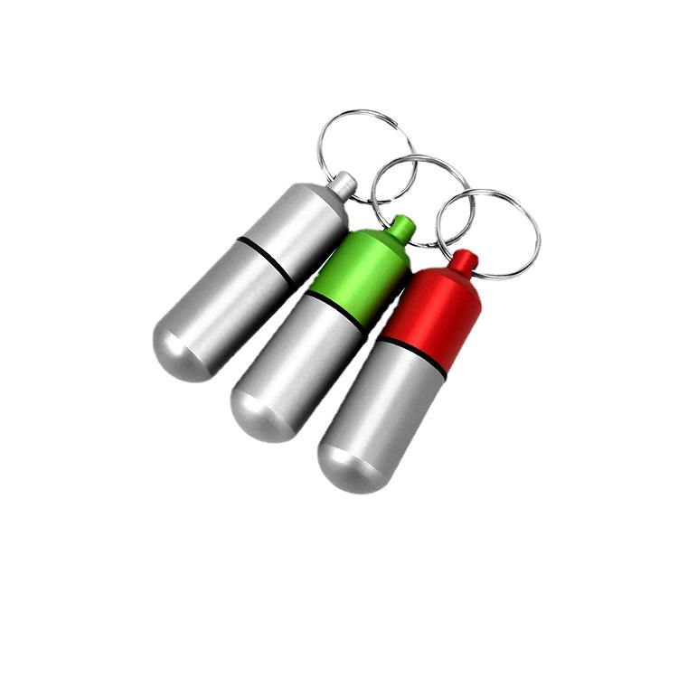 厂家供应便携式钥匙扣密封药品罐子迷你防水铝合金糖果挂瓶金属罐