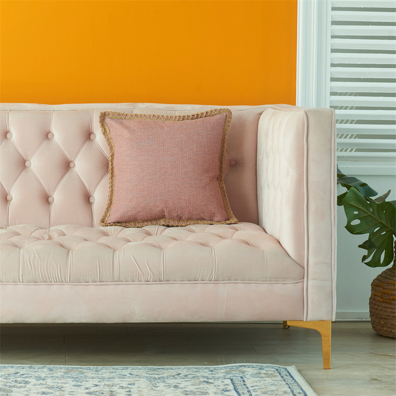 Housse de coussin de canapé décorative tissée en lin de couleur unie simple de style nordique nouvelle taie d'oreiller de décoration pour la maison_voghion.com