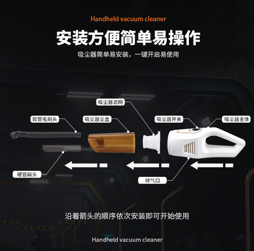 Factory direct sales of new car-home dual-purpose high-power strong suction car vacuum cleaner wireless charging handheld vacuum cleaner