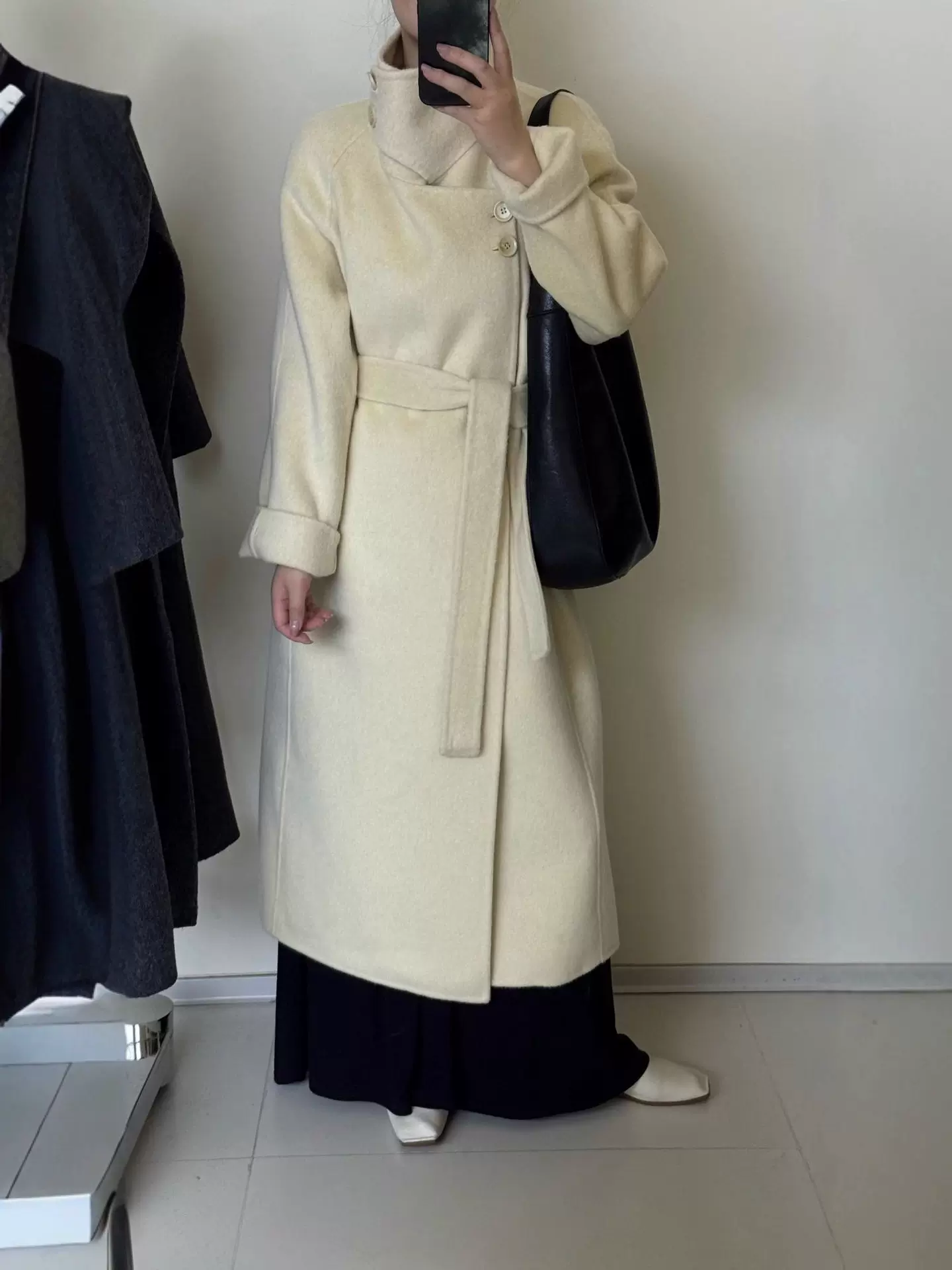 2015双面羊毛大衣大立领加厚 长款腰带保暖宽松羊绒毛呢外套女