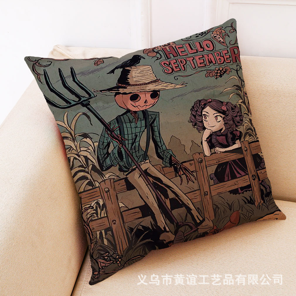 亚马逊 eBay 跨境新款南瓜先生图案棉麻汽车抱枕套办公室午睡抱枕