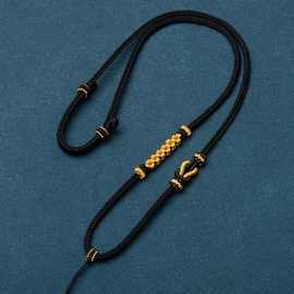 吊坠新款桃花项链曼陀罗绳子手工编织纯手工八股黄金挂绳翡翠调节