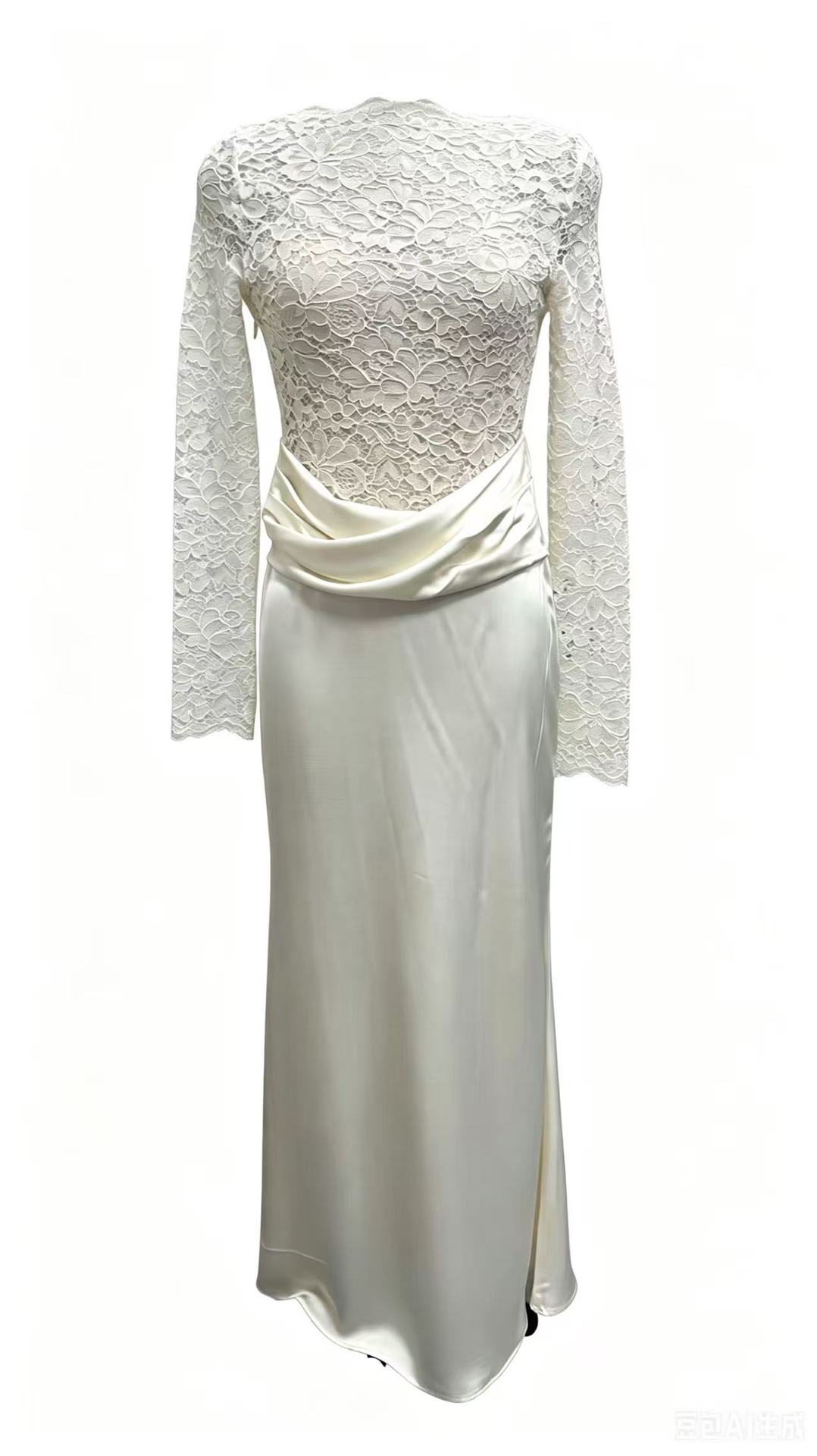 Women's Sexy Lace See Through Patchwork Bodycon Skirt Fashion Satin Pleated Fishtail Elegant_ecoleips.com