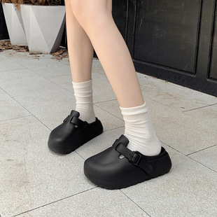 Thick-soled slippers women's Korean-style Instagram style outdoor EVA soft-soled half-bag flat-soled sandals and slippers Birkenneth shoes