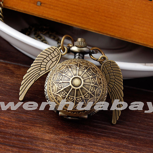Harry Potter Pocket Watch Golden Snitch Angel Wing Ball Love Pocket Watch Angel Ball Retro Pocket Watch Necklace Watch