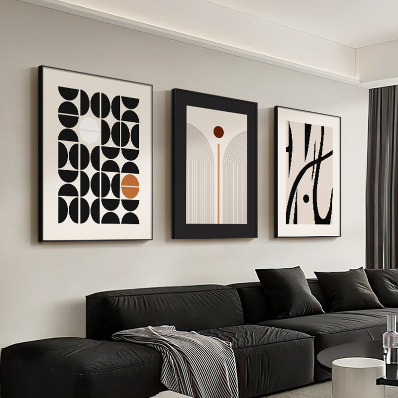 Modern Simple Style Living Room Sofa Decorative Painting Art Geometric Abstract Mural Bedroom Hanging Painting Advanced Sense Triptych
