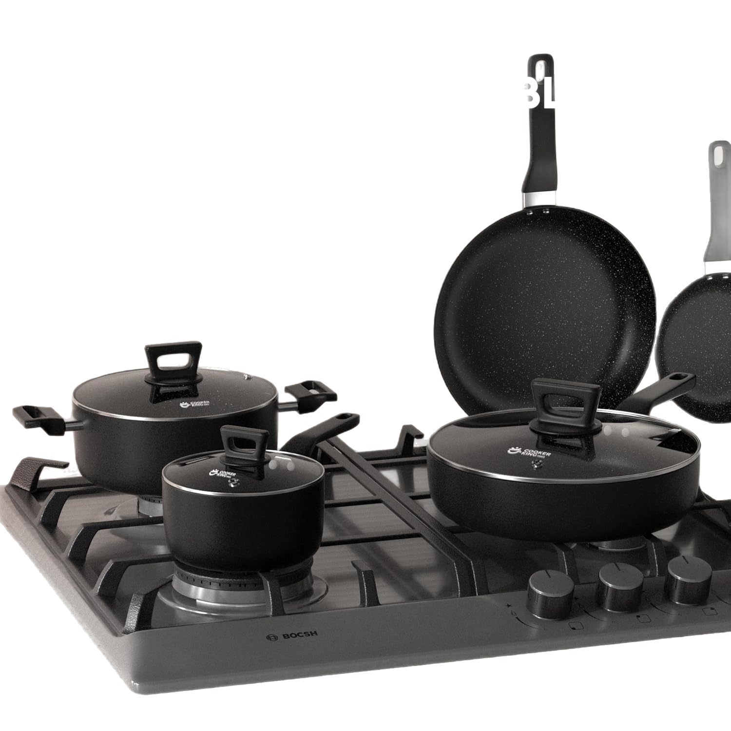 Juego de olla antiadherente de piedra médica Juego de venta caliente transfronteriza al por mayor estilo occidental simple negro