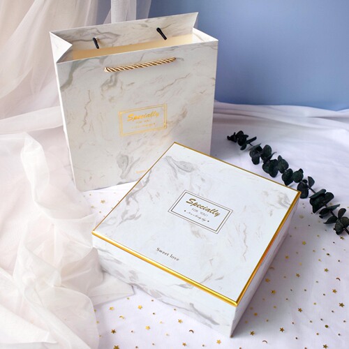 Square marble-style gift box wholesale, buy 520 get a gift for boyfriend/girlfriend, birthday gift box, wedding celebration favor box
