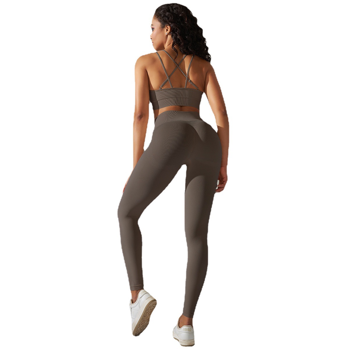 Transfronterizo europeo y americano sin costuras espalda ajustada ropa interior deportiva transpirable de alta elástica ropa de yoga traje de correr fitness traje de dos piezas image 6