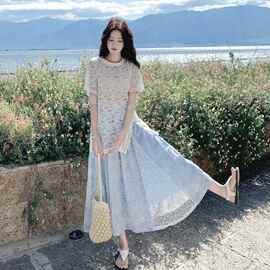 新品 女装夏装 蕾丝上衣拼接半身裙