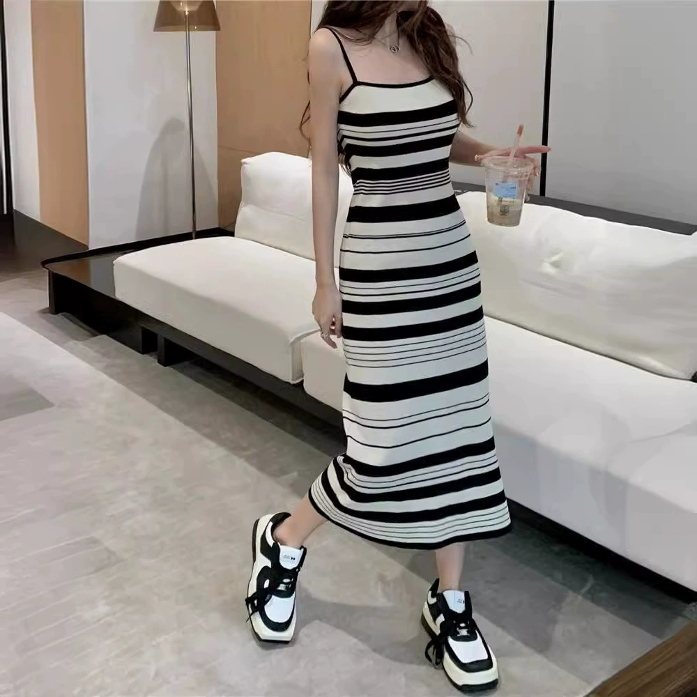 Популярное платье на подтяжках в корейском стиле, новое летнее облегающее платье до бедра, длинное платье-жилет, модное
