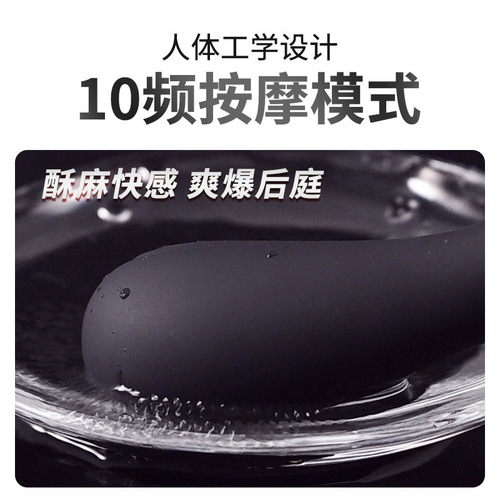 Laile anus silicone plug for men, black silicone vibrating G-spot, masturbation device for adults