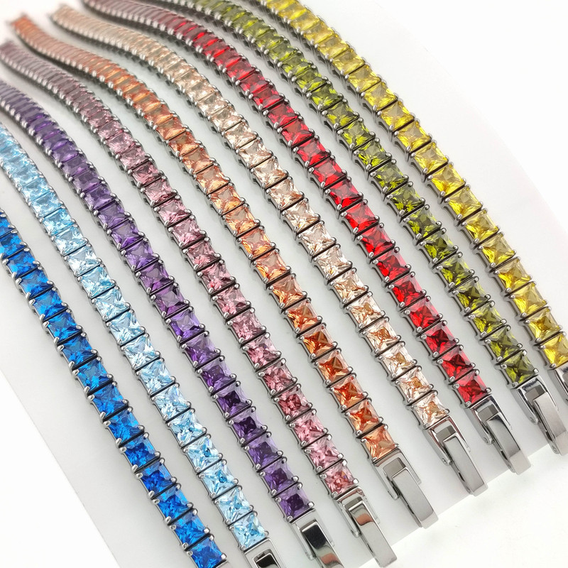 Tennis Chain Original Colorfulful Full Diamond Tennis Bracelet Inlaid with Zircon Bracelet Men's 2025 New Hot Style