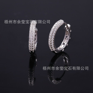 Casual and Versatile S925 Silver Inlaid D Color Moissanite Hoop Earrings European and American Hip-Hop Fashion Trendy Couple Earrings