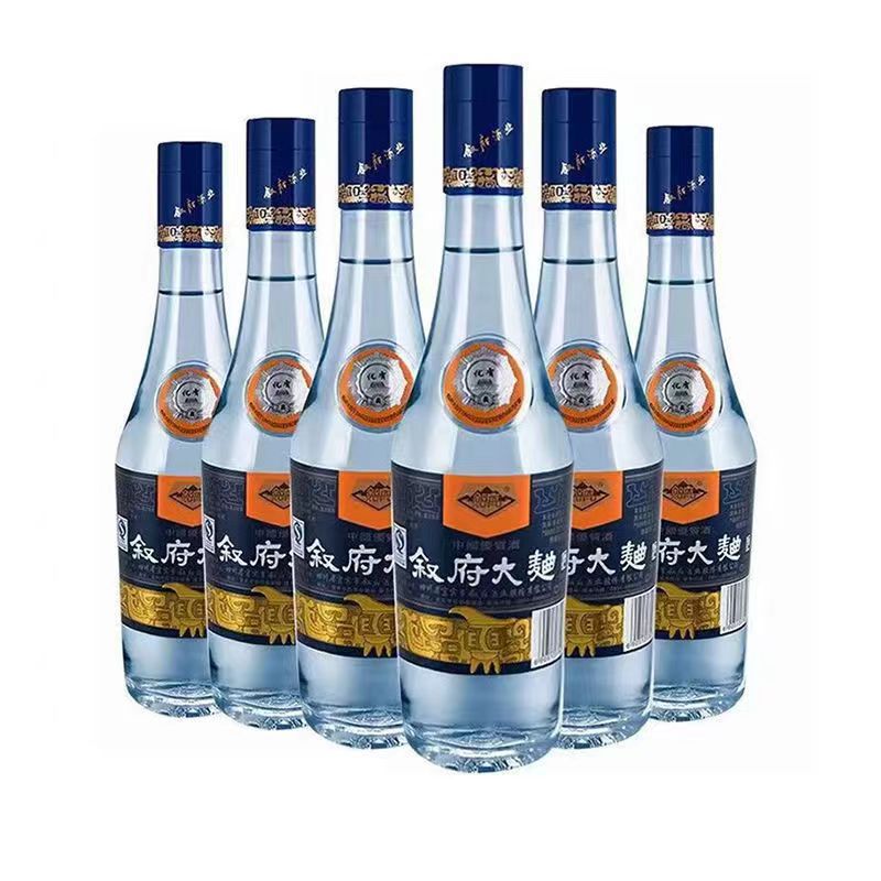 叙府大曲 蓝标45度浓香型白酒500ml*6瓶 裸瓶光瓶 纯粮口粮酒自饮