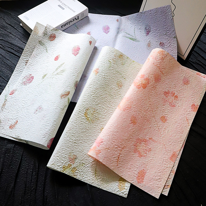 压纹立体花瓣东巴纸防水浮雕纸牛皮纸褶皱手揉纸花艺手工diy包装