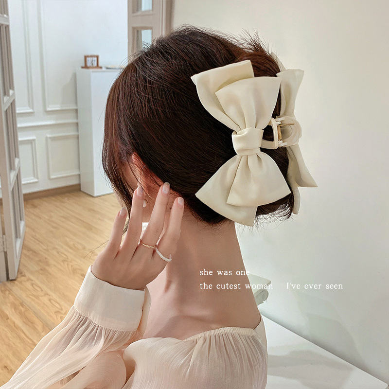 Princess Barrettes Black Bow Claw Clip Large Female Back Head Hair Accessories Shark Clip Hairpin Clip Headdress