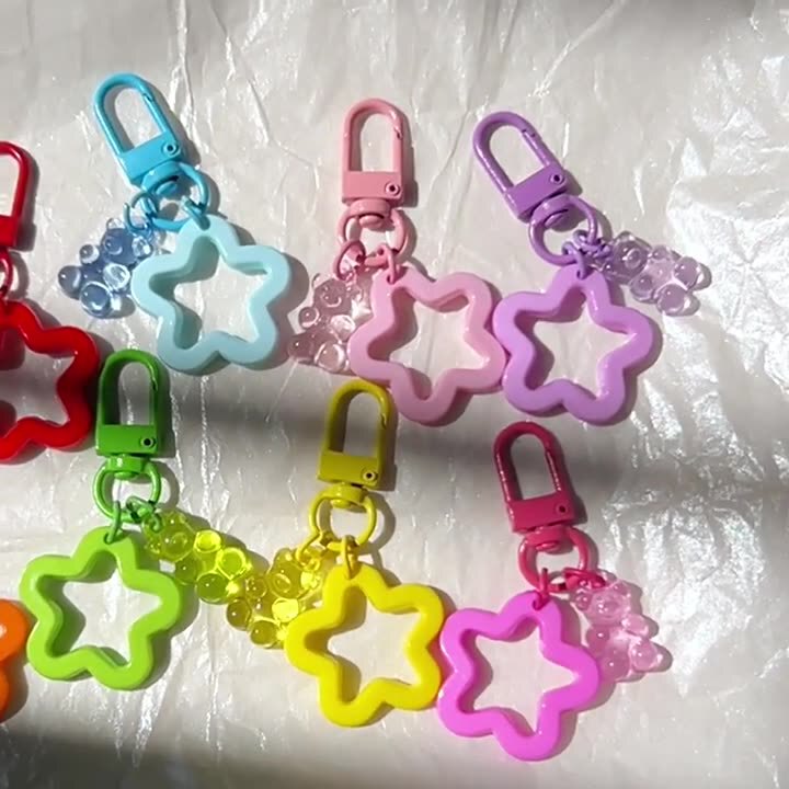 Colorful Bear Five-Pointed Star Acrylic Keychain Pendant Headphone Cover AirPods Pendant Cute Bag Pendant Colorful Bear Five-Pointed Star Acrylic Keychain Pendant Headphone Cover AirPods Pendant Cute Bag Pendant