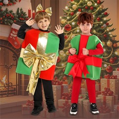 クリスマス衣装子供コスチュームサンタクロースギフトボックス服クリスマス衣装パーティー祭りショードレス