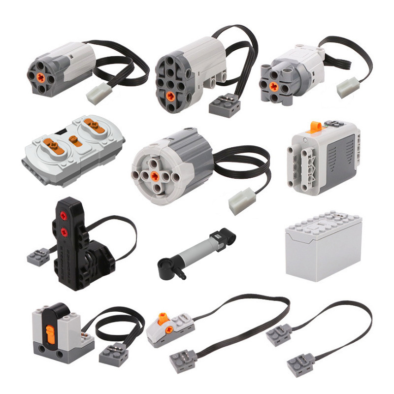 Compatible with Lego building block motor automobile electric motor PF power group battery box remote control extension line technology Assembly