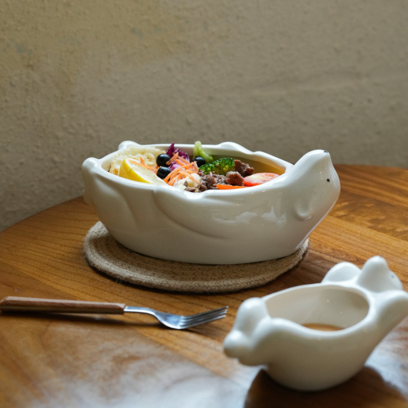 Nórdico encantador oso cuenco de arroz de estilo casero cuenco de fideos de dibujos animados cuenco de sopa creativo de frutas cuenco de ensalada cuenco de postre