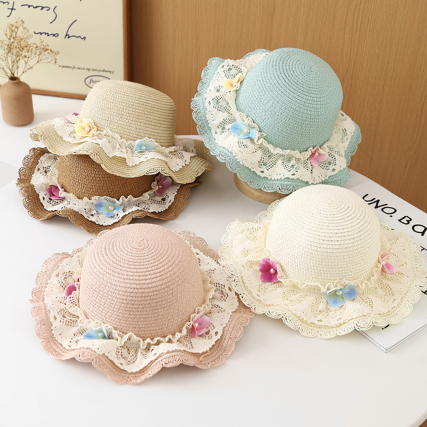 Kids Casual Sun Hat UPF 50+ Beach Straw Summer Sun Protection Hat, Vacation Dress, Seaside Travel Hat_voghion.com
