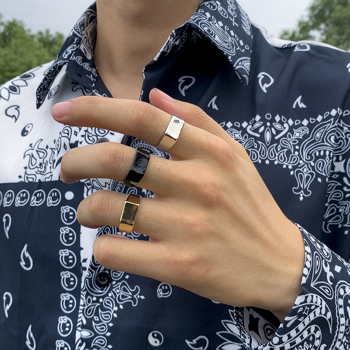 Simple Style Geometric Alloy Plating Rings