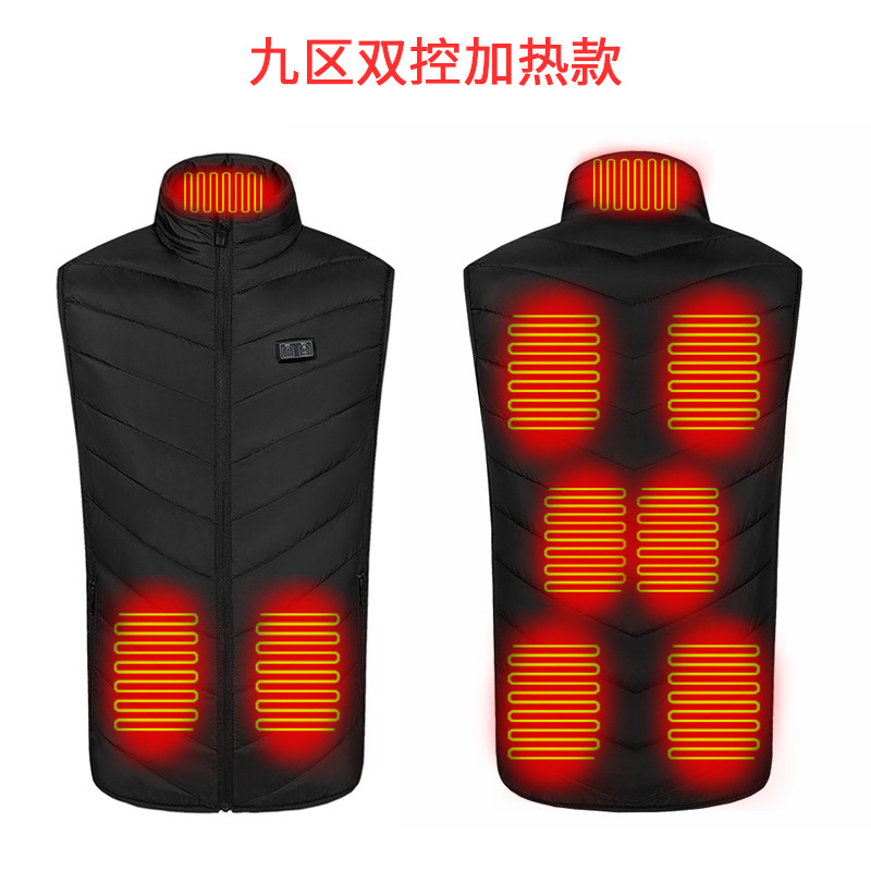 Transfronterizo Doble zona de control 5 Distrito 9 Distrito 11 distrito calefacción chaleco invierno de mediana edad y ancianos inteligente temperatura constante chaleco eléctrico al por mayor