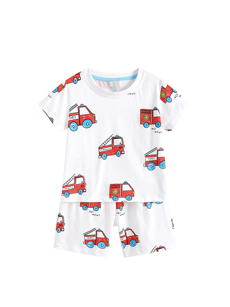 Transfronterizo malwee pijamas de niños verano nuevo estilo europeo y americano niños guapo cuello redondo manga corta traje infantil