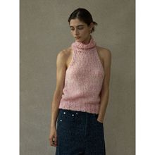 [共线]COLNE秋季新款设计感马海毛简约高领斑点色彩针织背心C5477