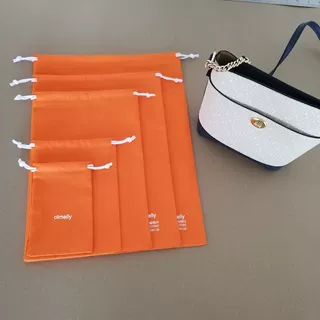定制束口袋纯棉防尘袋衣服皮包鞋子橙色包装袋ins风收纳旅行内衣
