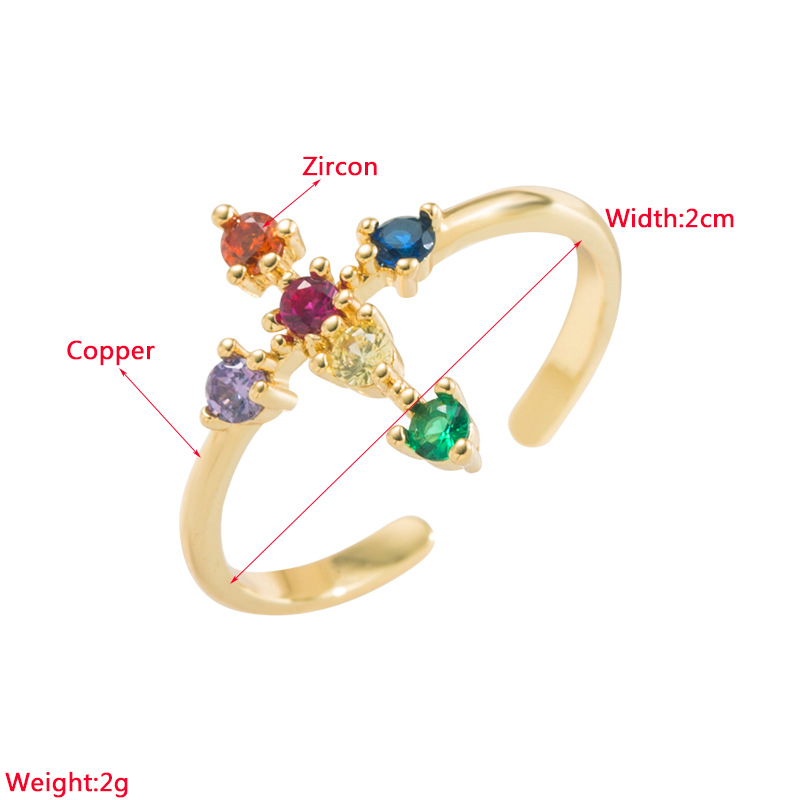 Fashion Cross Copper Rings Inlay Zircon Copper Rings 1 Piece display picture 1