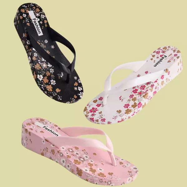 Summer New Fashion Women's Flip-Flops High-Heeled Thick-Soled Women's Beach Slippers Home Outer Wear Pvc Sandals