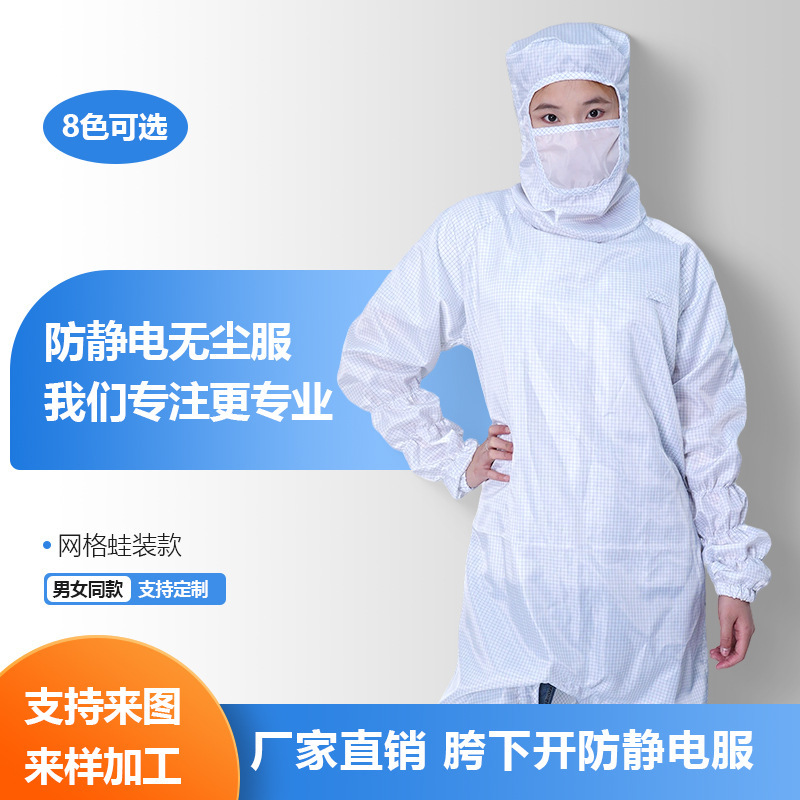 Class 100 Dust-Free Clothing, Mesh Frog Suit, Anti-Static Protective Clothing for Cleanroom, Anti-Static Workwear Set Class 100 Dust-Free Clothing, Mesh Frog Suit, Anti-Static Protective Clothing for Cleanroom, Anti-Static Workwear Set