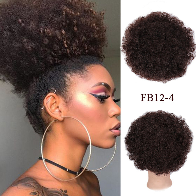 Queue de cheval à cordon afro-américaine chignon synthétique_voghion.com