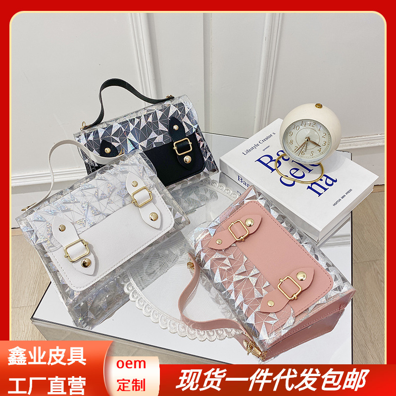 Bolso para mujeres 2023 bolso de moda transparente coreano impresión de tendencia Cambridge bolso cadena de hombro mochila al por mayor