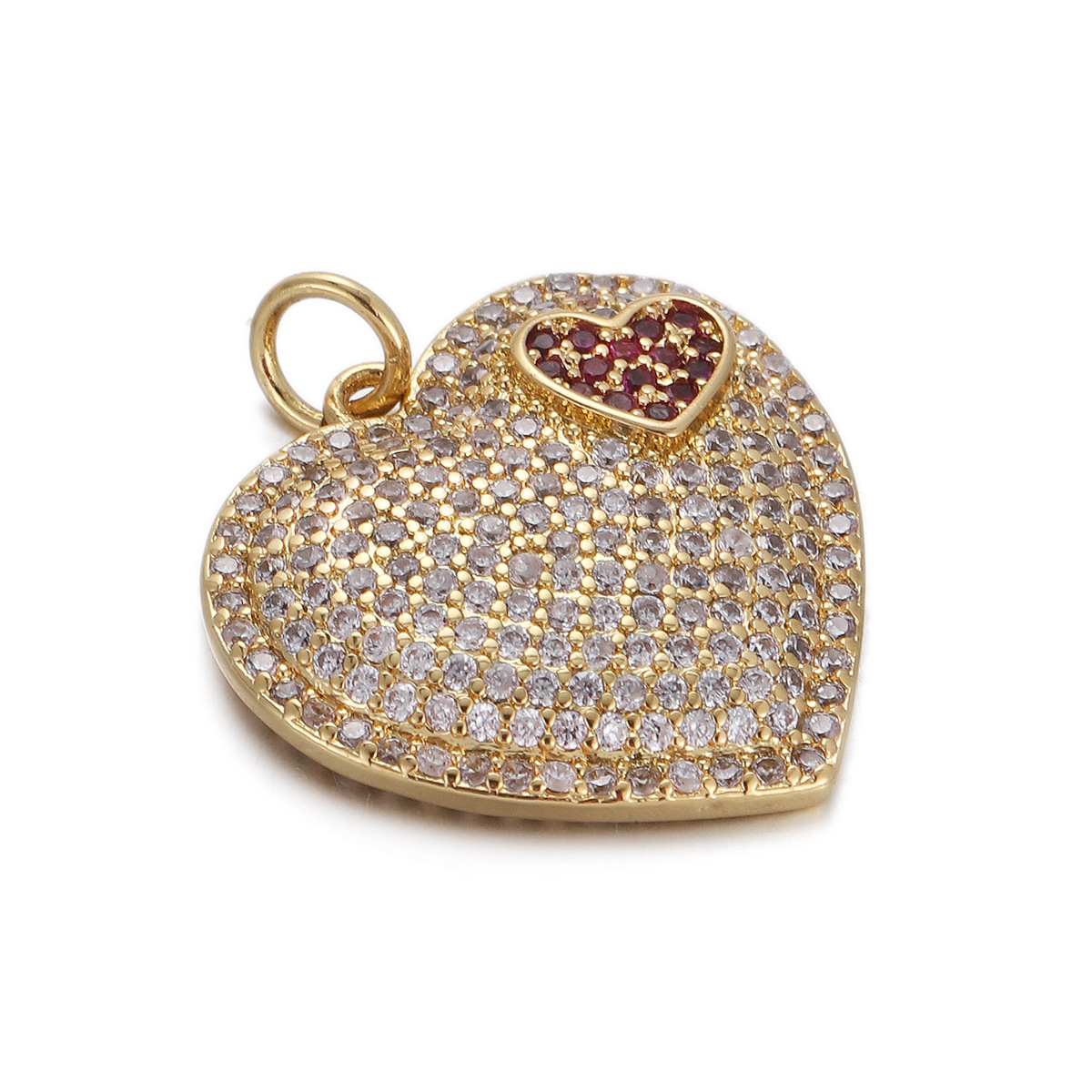 2g Weight Pendant Jewelry Making Type Gold Plated Plating Material Zircon Inlay Material 1 Piece Quantity Casual, Daily Occasion Copper Material Heart Shape Pattern Women's Gender Simple Style Style 1 Piece Copper Zircon Gold Plated Heart Shape Pendant 14