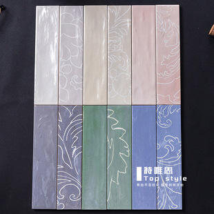 Retro Pearl Glazed Small White Brick Shell Surface Handmade Brick French Kitchen Bathroom Strip Tile Coffee Shop Wall Tile