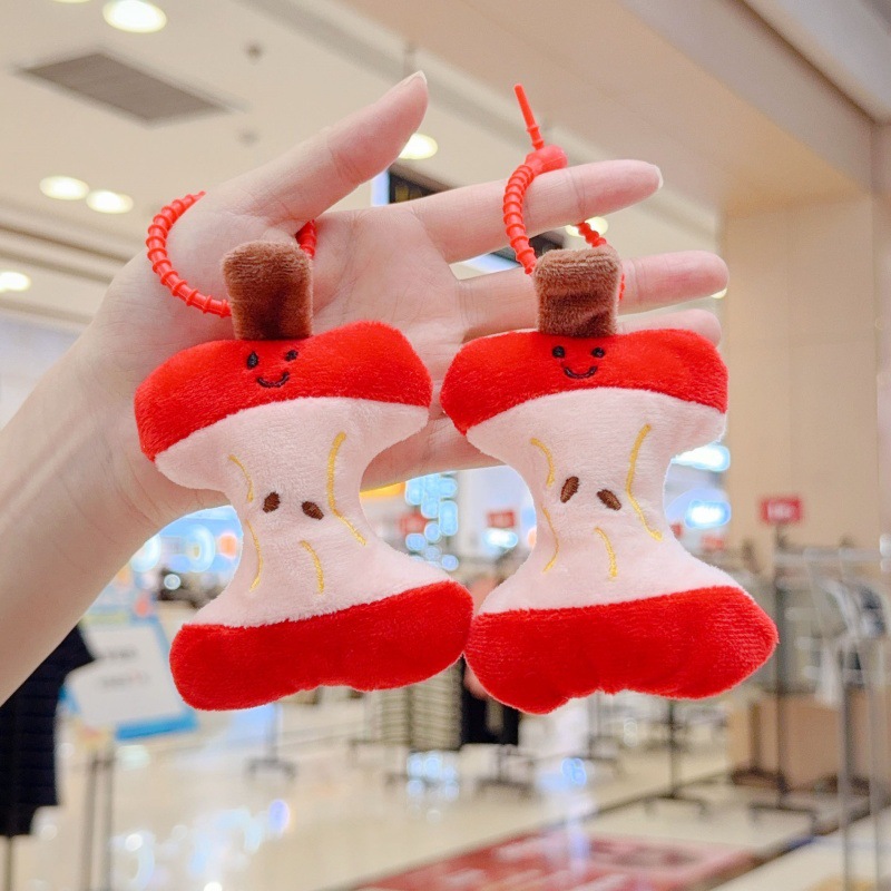 Ins Creative Cute Apple Core Bag Pendant Plush Toy Keychain Accessories Bag Pendant Doll Machine Gift