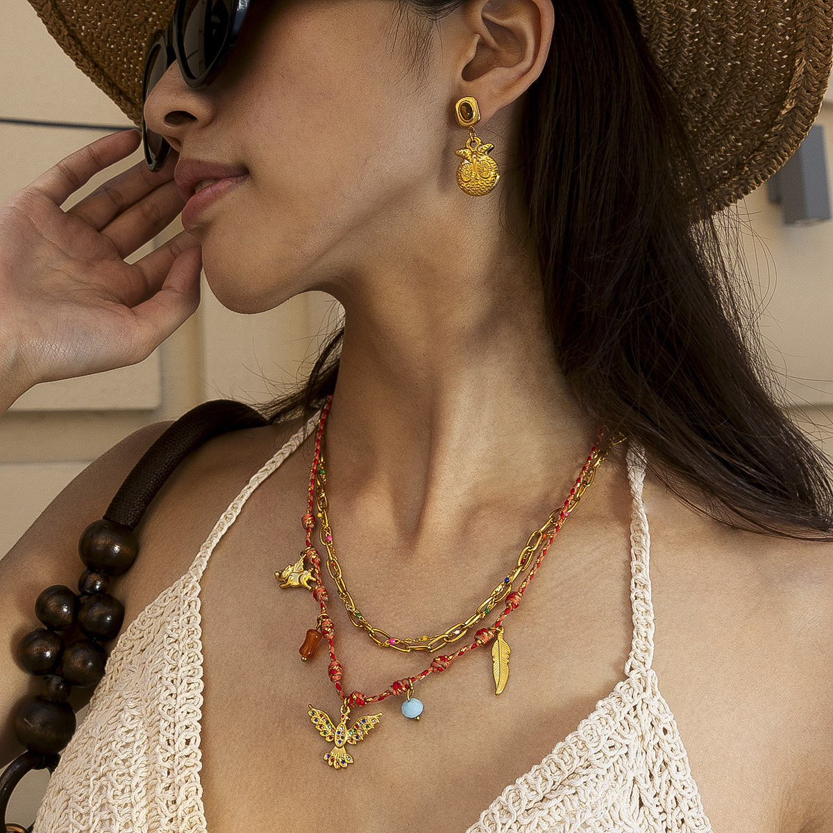 Collar de acero inoxidable bohemio TENA nicho de lujo ligero Laotian Chain de clavícula Joyas transfronterizas de Europa y América
