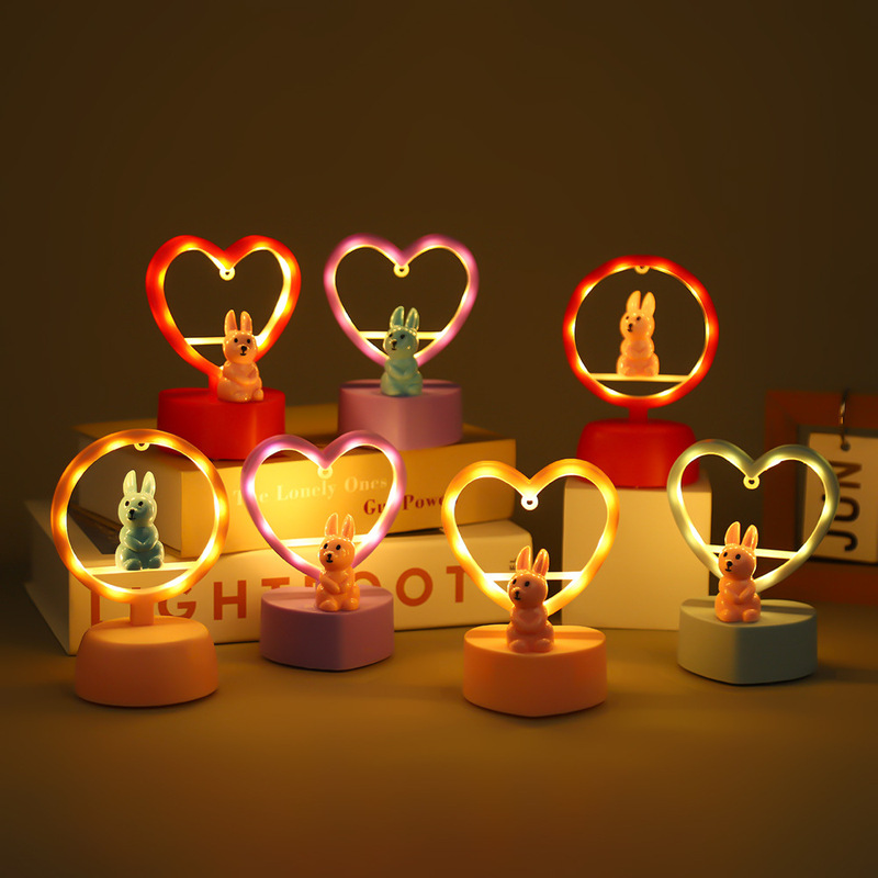 Geometric Night Light Cartoon Rabbit Desktop Decoration Heart-shaped Light Night Sleep Atmosphere LED Warm Light Ornaments Geometric Night Light Cartoon Rabbit Desktop Decoration Heart-shaped Light Night Sleep Atmosphere LED Warm Light Ornaments